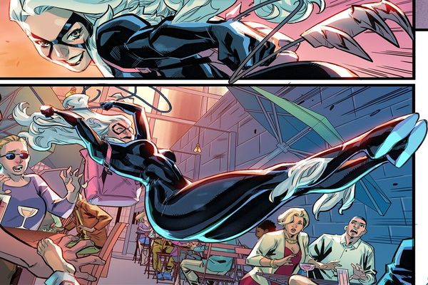 black cat columpiandose
