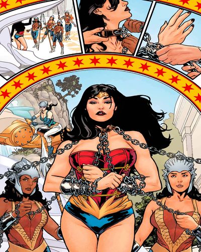 wonder woman atada con cadenas