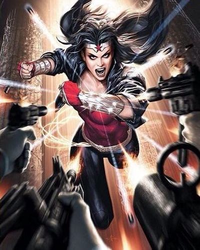 wonder woman esquivando balas